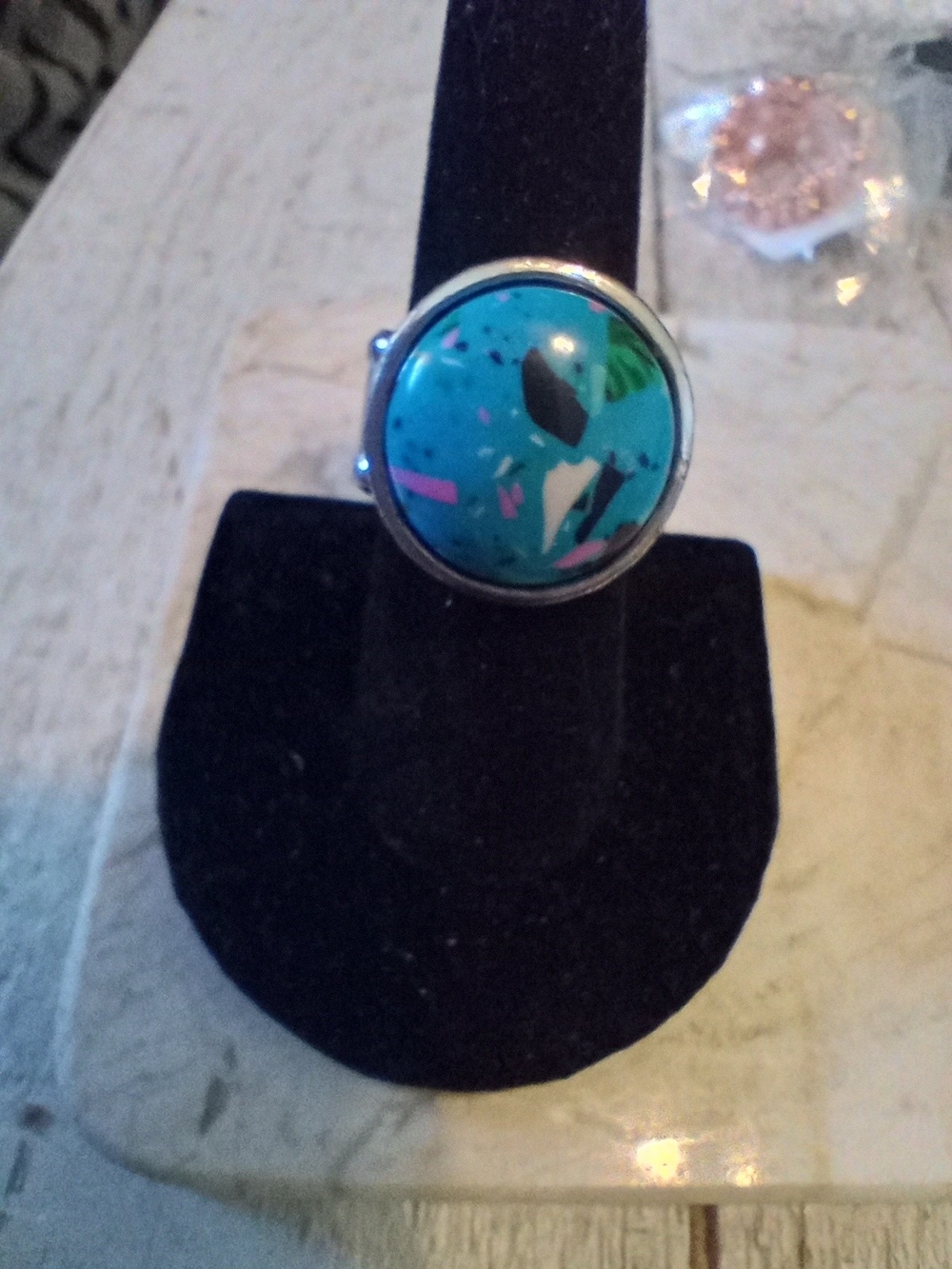 Turquoise Multicolor Resin Dome Statement Ring - Women Jewelry